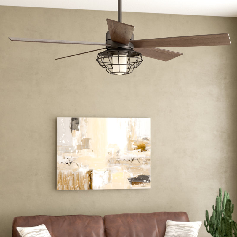 17 Stories 52" Charo Damp Location 5 Blade Ceiling Fan with Remote